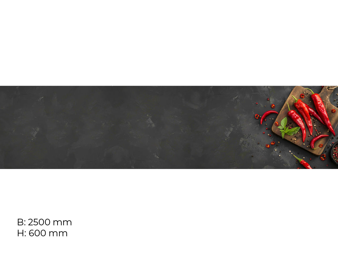 Hot Chilli, glänzende Küchenrückwand aus Acryl auf Alu-Verbund - Duschrückwand-Platten