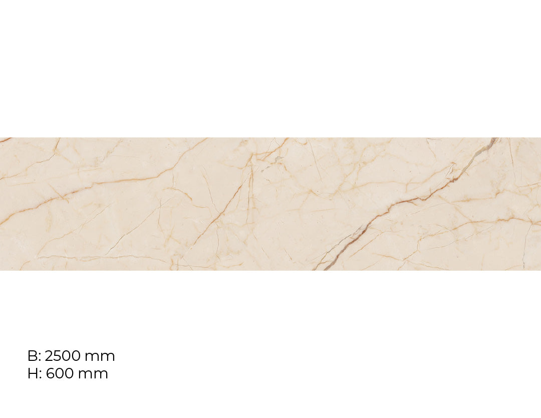 Marmor Creme, glänzende Küchenrückwand aus Acryl auf Alu-Verbund - Duschrückwand-Platten