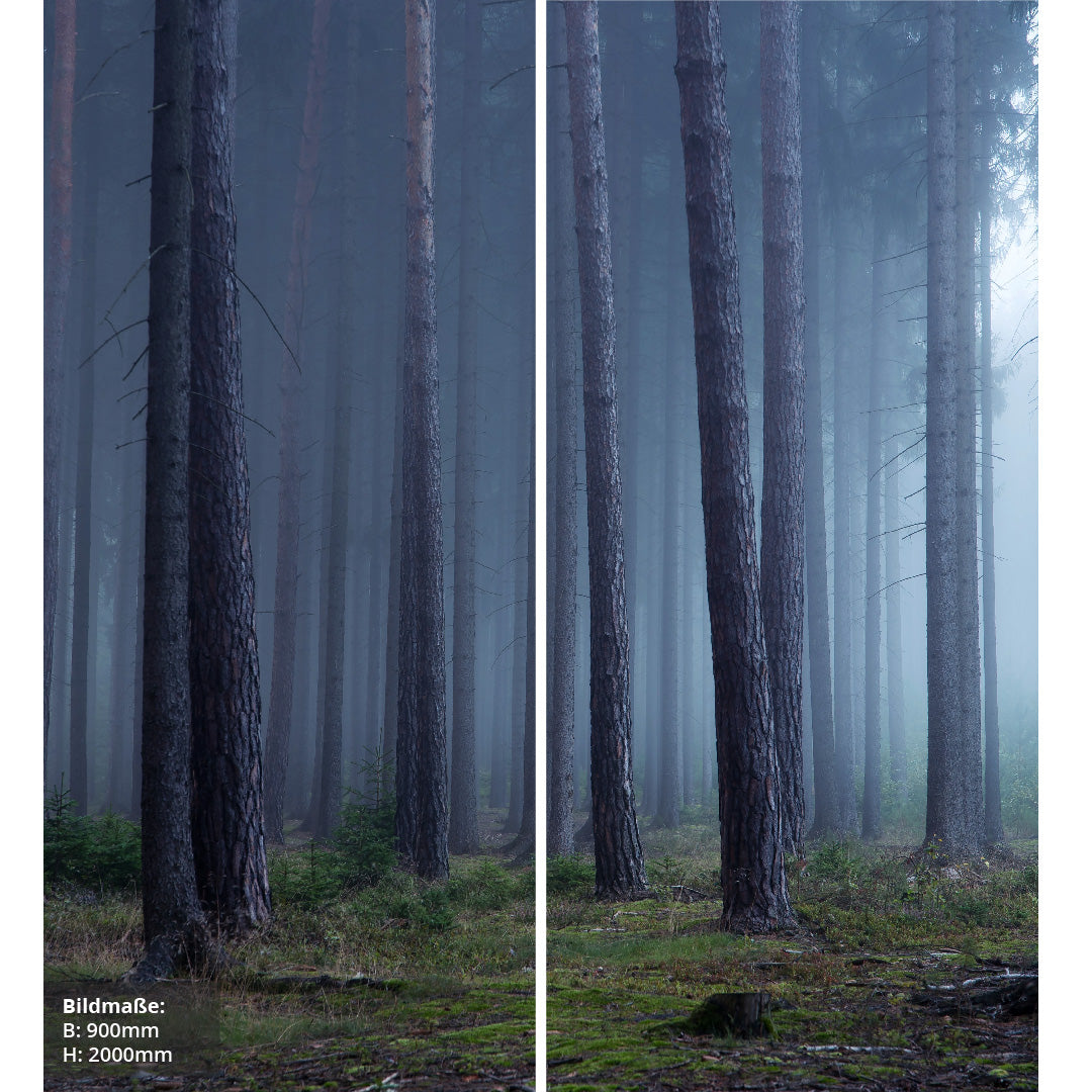 Wald Mystisch über Eck Set, fugenlose Wandpaneele aus Alu-Verbund 3mm, Duschrückwand - duschrückwand-platten.de