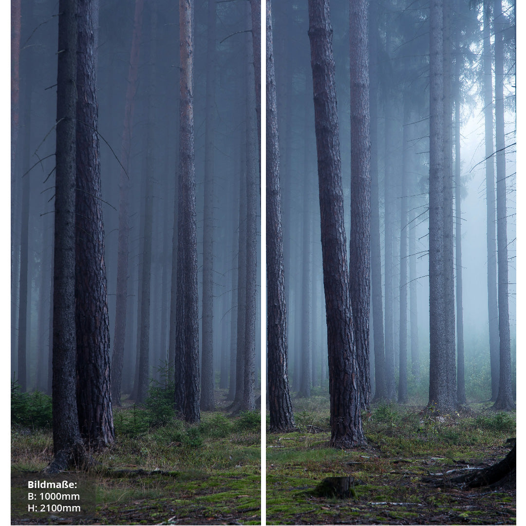 Wald Mystisch über Eck Set, fugenlose Wandpaneele aus Alu-Verbund 3mm, Duschrückwand - duschrückwand-platten.de