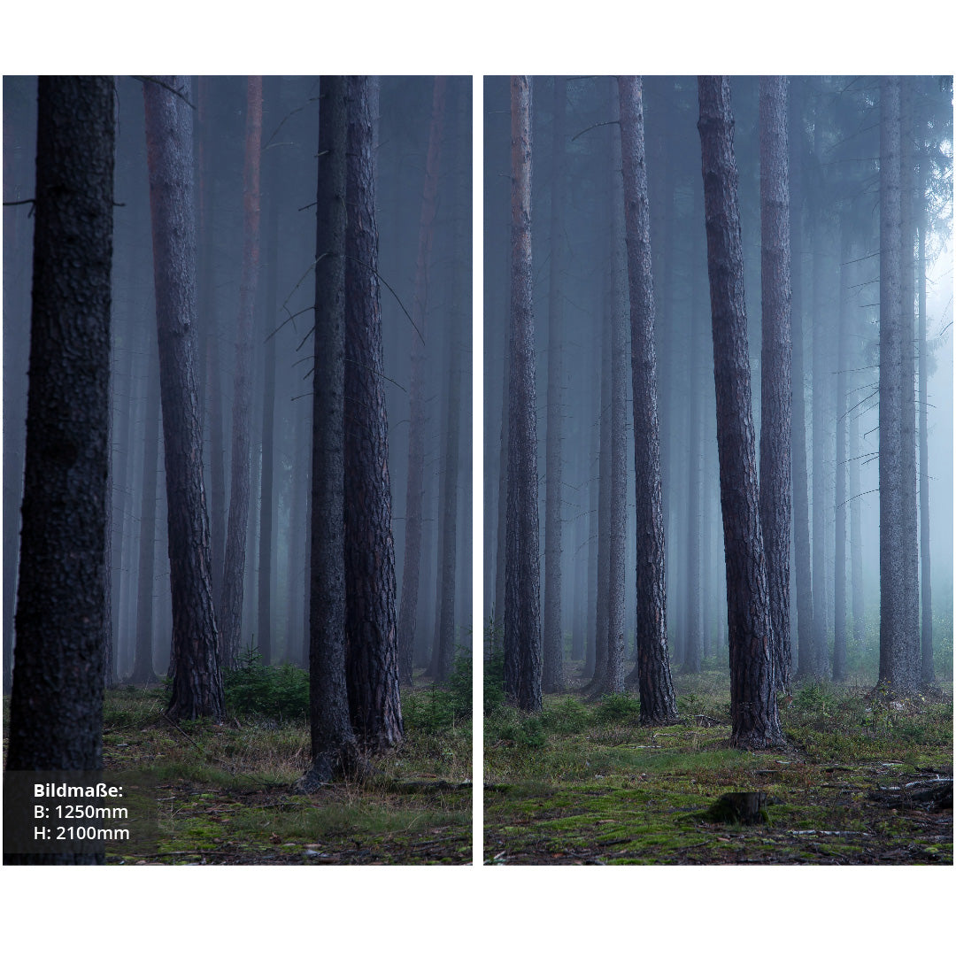 Wald Mystisch über Eck Set, fugenlose Wandpaneele aus Alu-Verbund 3mm, Duschrückwand - duschrückwand-platten.de