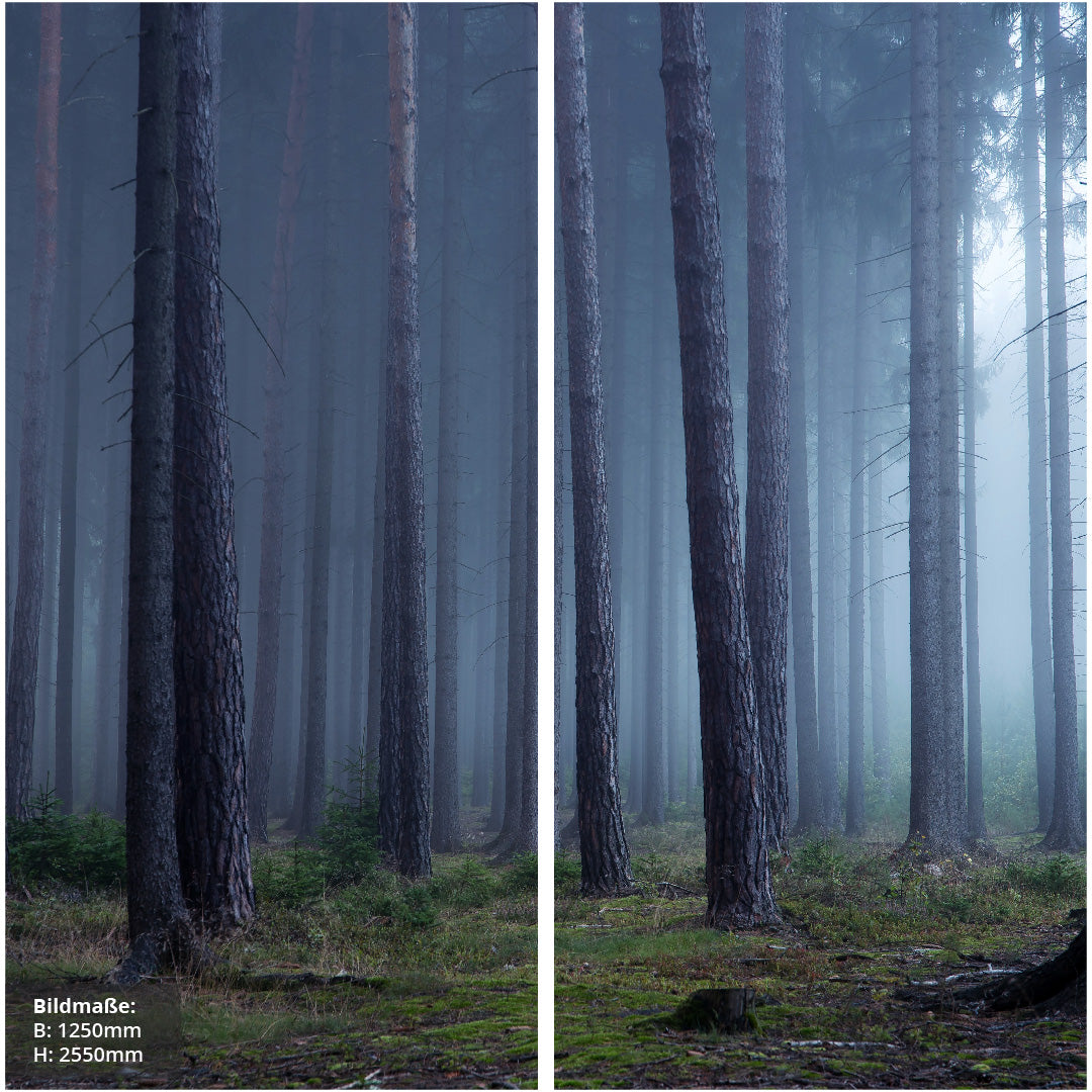 Wald Mystisch über Eck Set, fugenlose Wandpaneele aus Alu-Verbund 3mm, Duschrückwand - duschrückwand-platten.de